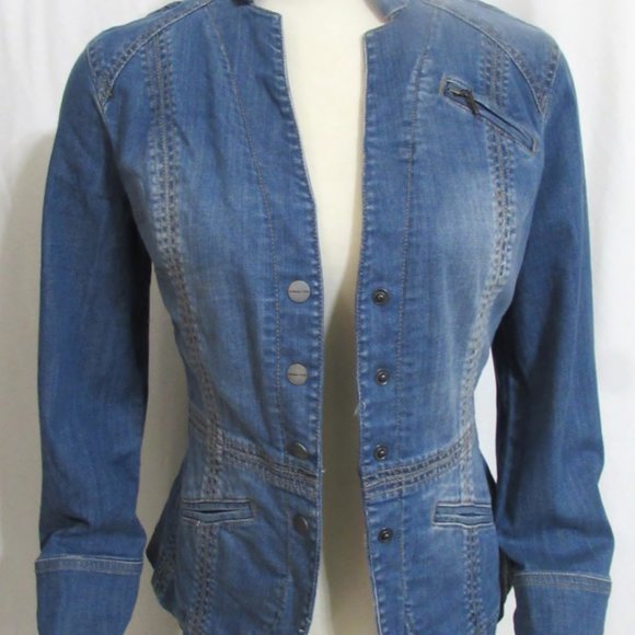 NEW Womens Ladies COLDWATER CREEK Blue Jean Denim Casual Jacket 8 8P - Picture 3 of 6